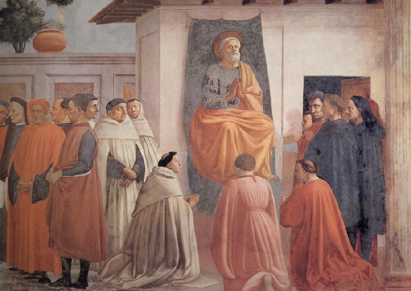 Fra Filippo Lippi Masaccio,St Peter Enthroned with Kneeling Carmelites and Others oil painting image